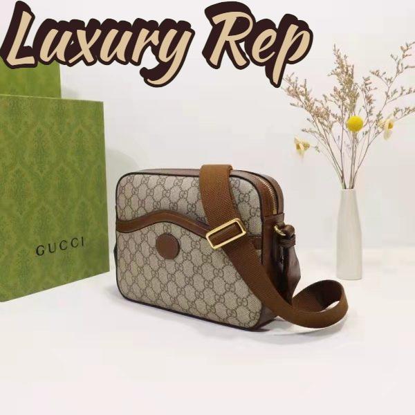 Replica Gucci Unisex Messenger Bag Interlocking G Beige Ebony GG Supreme Canvas 4