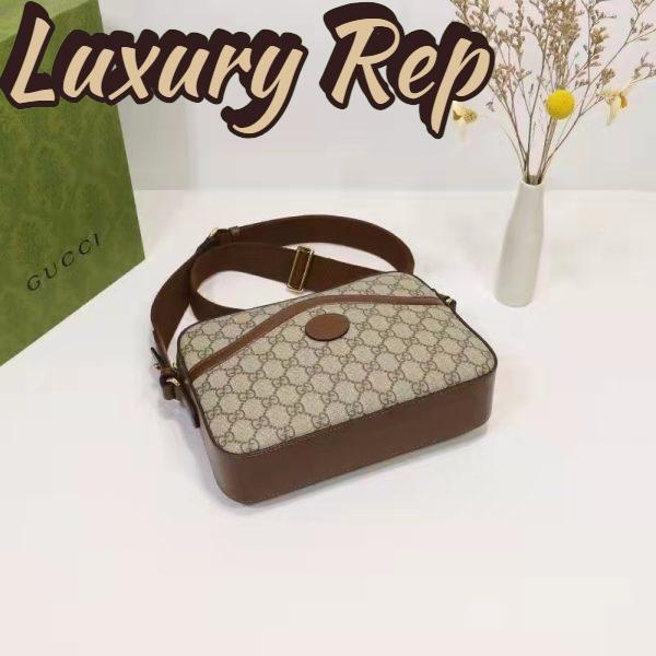 Replica Gucci Unisex Messenger Bag Interlocking G Beige Ebony GG Supreme Canvas 5