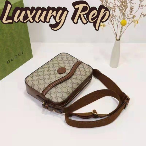 Replica Gucci Unisex Messenger Bag Interlocking G Beige Ebony GG Supreme Canvas 6