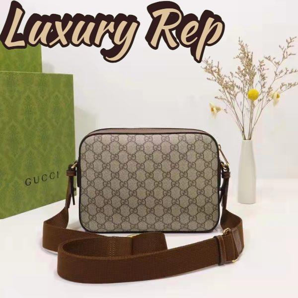 Replica Gucci Unisex Messenger Bag Interlocking G Beige Ebony GG Supreme Canvas 7