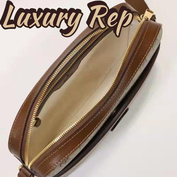 Replica Gucci Unisex Messenger Bag Interlocking G Beige Ebony GG Supreme Canvas 8