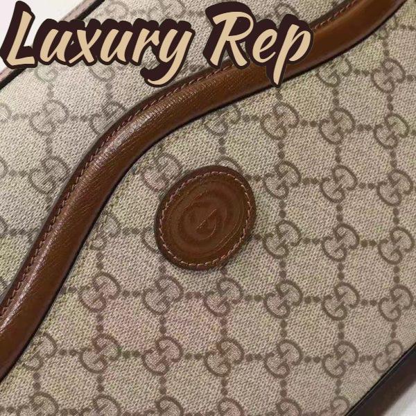 Replica Gucci Unisex Messenger Bag Interlocking G Beige Ebony GG Supreme Canvas 9