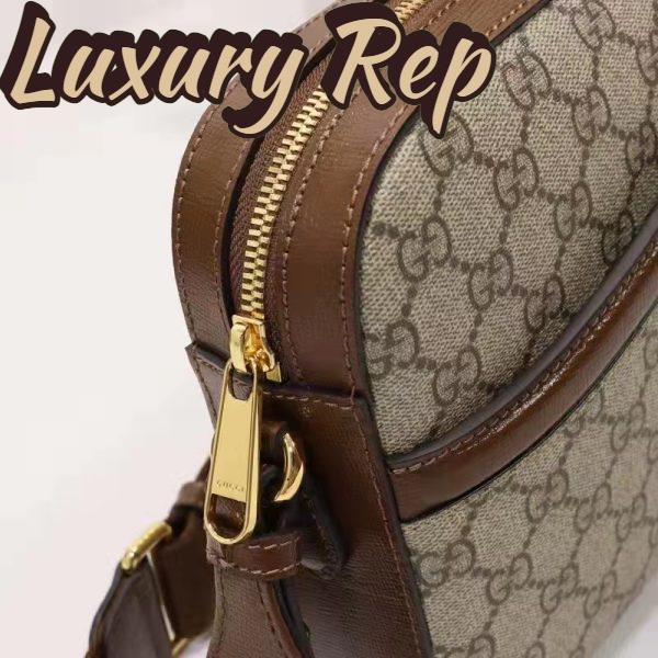Replica Gucci Unisex Messenger Bag Interlocking G Beige Ebony GG Supreme Canvas 10