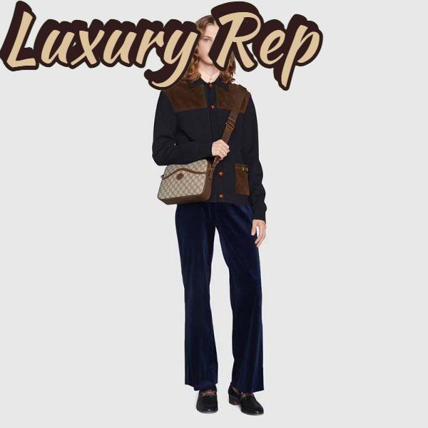 Replica Gucci Unisex Messenger Bag Interlocking G Beige Ebony GG Supreme Canvas 13