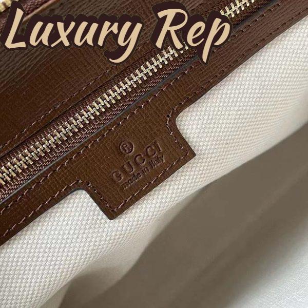 Replica Gucci Unisex Messenger Bag Interlocking G Beige Ebony GG Supreme Canvas Brown Leather 11