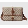 Replica Gucci Unisex Messenger Bag Interlocking G Beige Ebony GG Supreme Canvas Brown Leather 14
