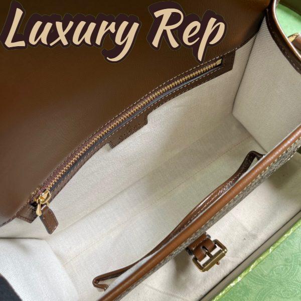 Replica Gucci Unisex Messenger Bag Interlocking G Beige Ebony GG Supreme Canvas Leather 10