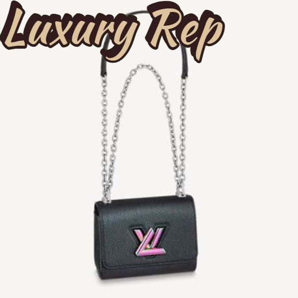 Replica Louis Vuitton LV Women Twist Mini Handbag Iridescent Black Taurillon leather