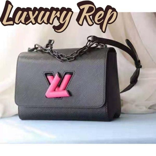 Replica Louis Vuitton LV Women Twist Mini Handbag Iridescent Black Taurillon leather 3