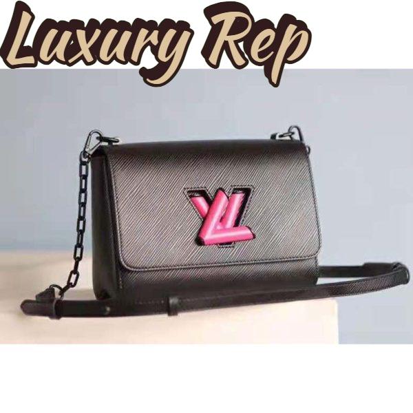 Replica Louis Vuitton LV Women Twist Mini Handbag Iridescent Black Taurillon leather 4