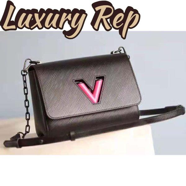 Replica Louis Vuitton LV Women Twist Mini Handbag Iridescent Black Taurillon leather 5