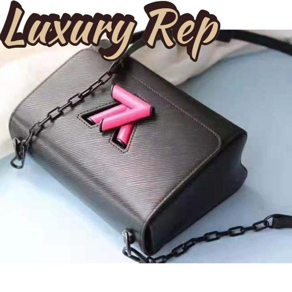 Replica Louis Vuitton LV Women Twist Mini Handbag Iridescent Black Taurillon leather 6