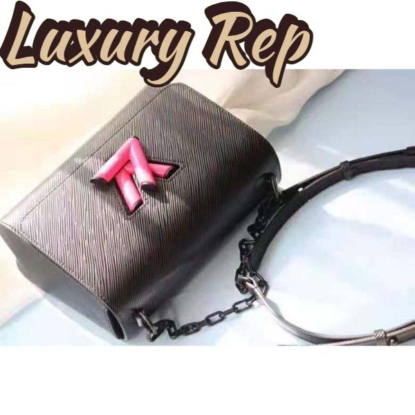 Replica Louis Vuitton LV Women Twist Mini Handbag Iridescent Black Taurillon leather 7