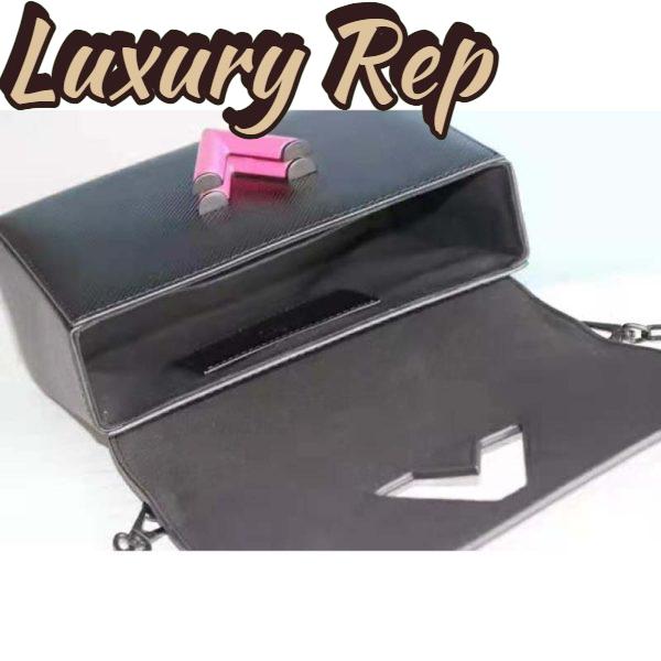 Replica Louis Vuitton LV Women Twist Mini Handbag Iridescent Black Taurillon leather 8