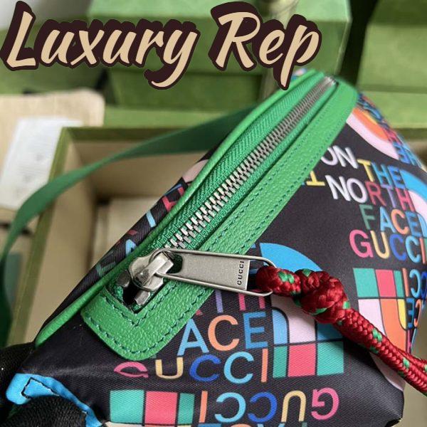 Replica Gucci Unisex GG The North Face x Gucci Belt Bag Black Green Leather Zipper Closure 7