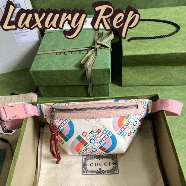 Replica Gucci Unisex GG The North Face x Gucci Belt Bag Pink Leather Zipper Closure 4