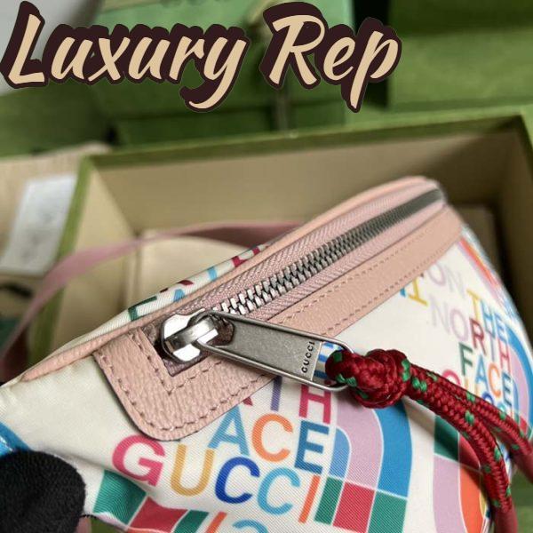 Replica Gucci Unisex GG The North Face x Gucci Belt Bag Pink Leather Zipper Closure 8