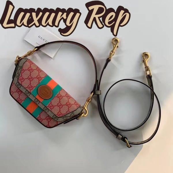 Replica Gucci Unisex GG Top Handle Mini Bag Web Pink GG Supreme Canvas 4
