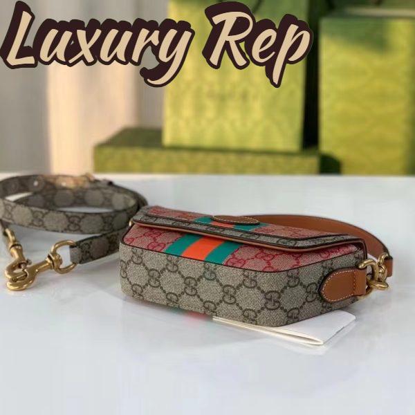 Replica Gucci Unisex GG Top Handle Mini Bag Web Pink GG Supreme Canvas 6