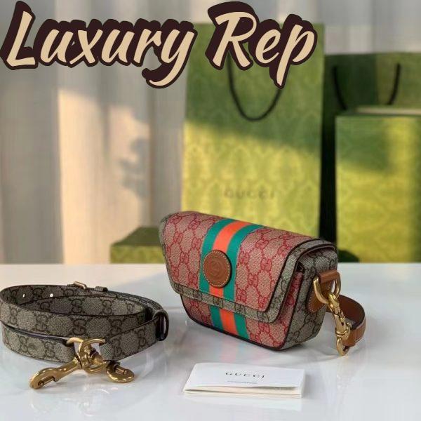 Replica Gucci Unisex GG Top Handle Mini Bag Web Pink GG Supreme Canvas 7