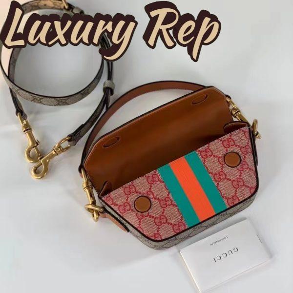 Replica Gucci Unisex GG Top Handle Mini Bag Web Pink GG Supreme Canvas 8