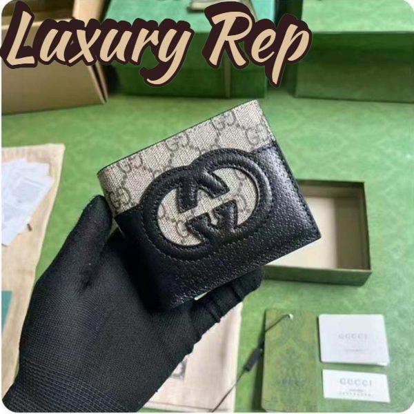 Replica Gucci Unisex GG Wallet Cut-Out Interlocking G Beige Ebony GG Supreme Canvas 3