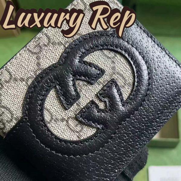 Replica Gucci Unisex GG Wallet Cut-Out Interlocking G Beige Ebony GG Supreme Canvas 4