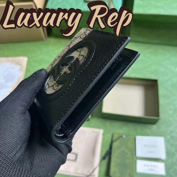 Replica Gucci Unisex GG Wallet Cut-Out Interlocking G Beige Ebony GG Supreme Canvas 6
