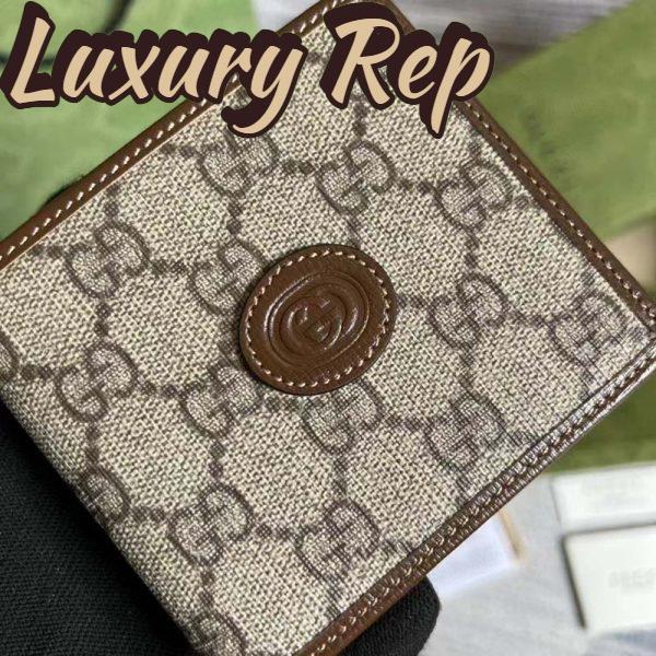 Replica Gucci Unisex GG Wallet Interlocking G Beige Ebony GG Supreme Fabric 3