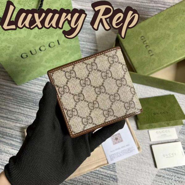 Replica Gucci Unisex GG Wallet Interlocking G Beige Ebony GG Supreme Fabric 5