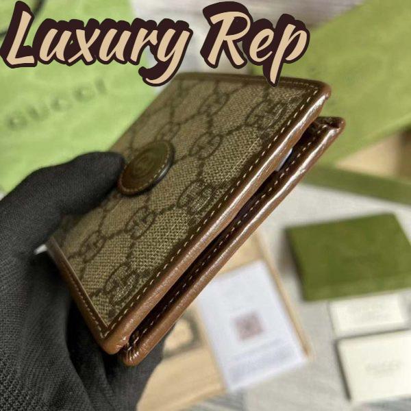 Replica Gucci Unisex GG Wallet Interlocking G Beige Ebony GG Supreme Fabric 6