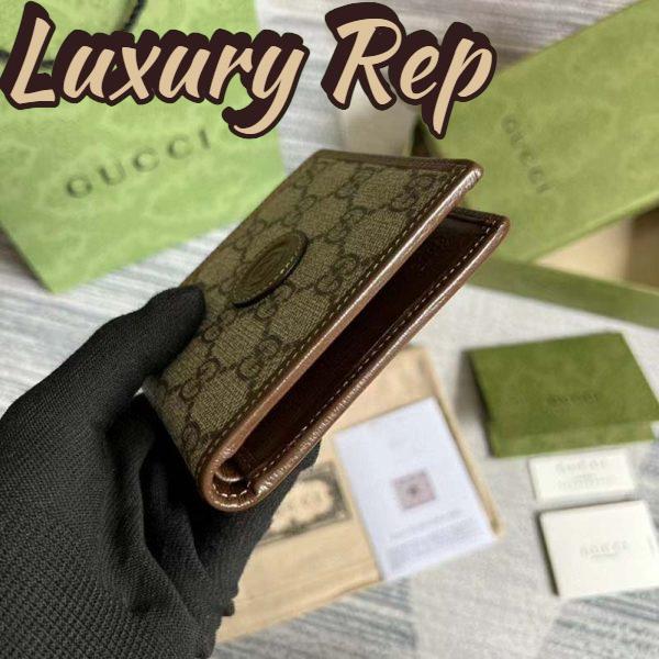 Replica Gucci Unisex GG Wallet Interlocking G Beige Ebony GG Supreme Fabric 7