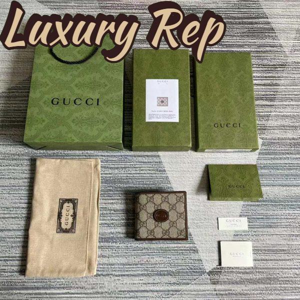 Replica Gucci Unisex GG Wallet Interlocking G Beige Ebony GG Supreme Fabric 8