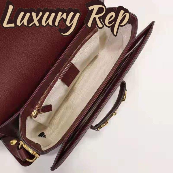 Replica Gucci Unisex Gucci Horsebit 1955 Small Bag Beige and Burgundy Original GG Canvas 9