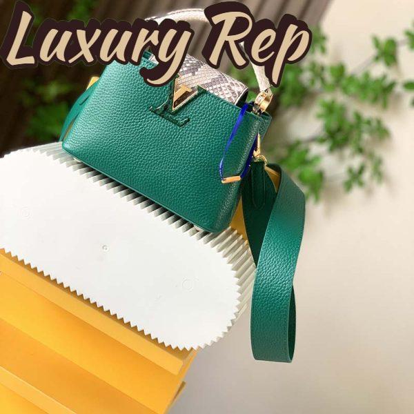 Replica Louis Vuitton LV Women Capucines Mini Handbag Emeraude Green Taurillon Leather Python Skin 3