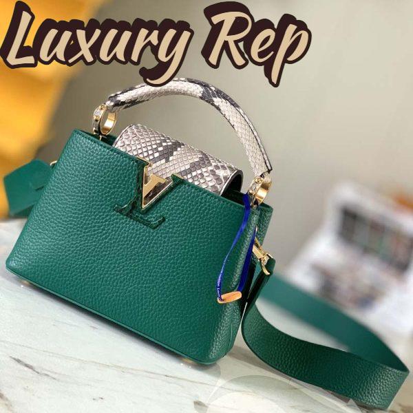 Replica Louis Vuitton LV Women Capucines Mini Handbag Emeraude Green Taurillon Leather Python Skin 4