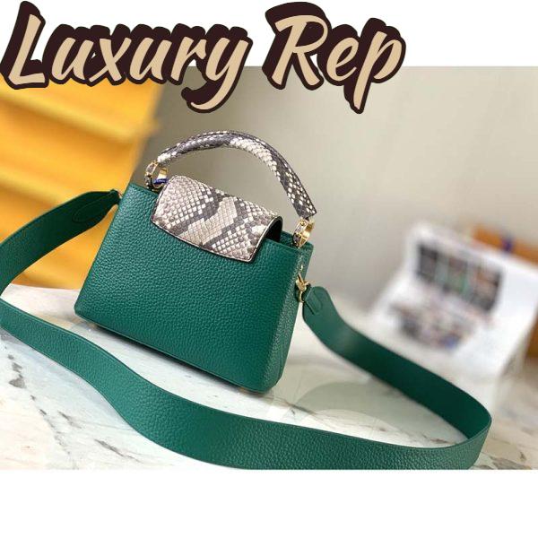 Replica Louis Vuitton LV Women Capucines Mini Handbag Emeraude Green Taurillon Leather Python Skin 6