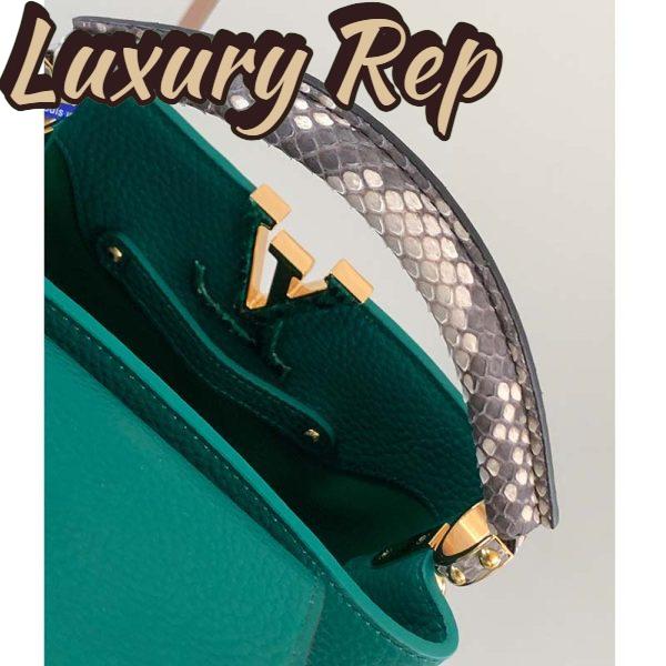 Replica Louis Vuitton LV Women Capucines Mini Handbag Emeraude Green Taurillon Leather Python Skin 8