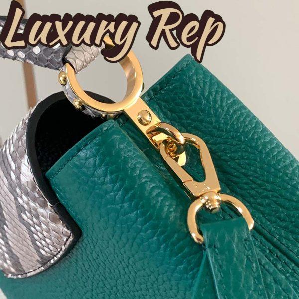 Replica Louis Vuitton LV Women Capucines Mini Handbag Emeraude Green Taurillon Leather Python Skin 10