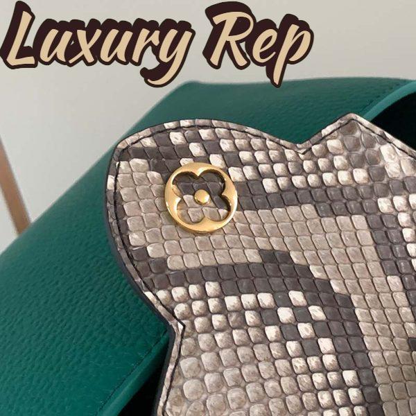 Replica Louis Vuitton LV Women Capucines Mini Handbag Emeraude Green Taurillon Leather Python Skin 11