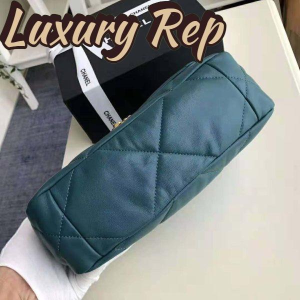 Replica Chanel Women 19 Large Flap Bag in Goatskin Leather-Blue 7
