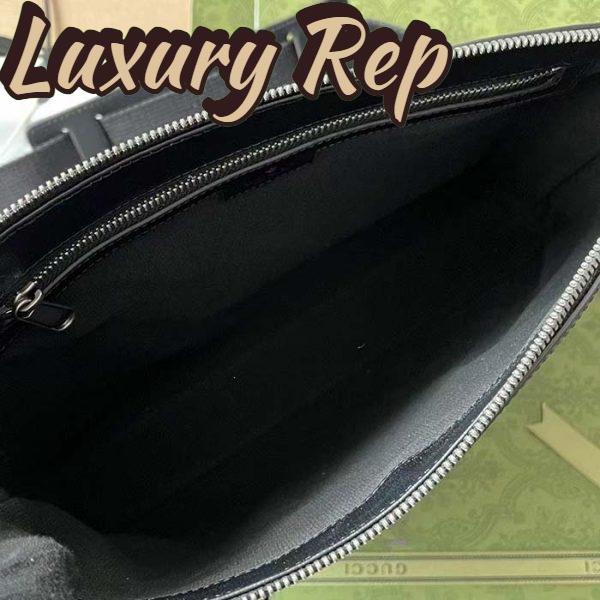 Replica Gucci Unisex Messenger Bag Interlocking G Black GG Supreme Canvas Black Leather 6