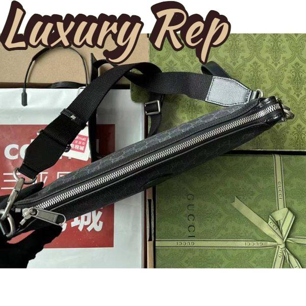 Replica Gucci Unisex Messenger Bag Interlocking G Black GG Supreme Canvas Black Leather 9