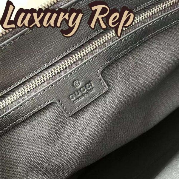 Replica Gucci Unisex Messenger Bag Interlocking G Black GG Supreme Canvas Black Leather 11