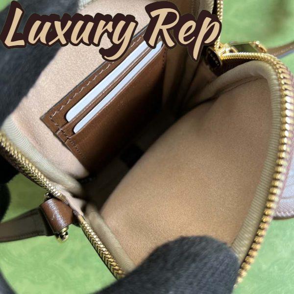 Replica Gucci Unisex Mini Bag Interlocking G Beige Ebony GG Supreme Canvas Brown Leather 11
