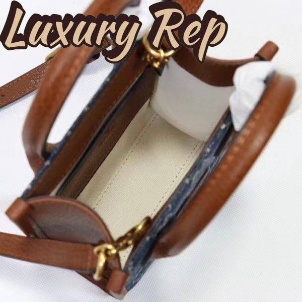 Replica Gucci Unisex Mini Tote Bag Interlocking G Blue Ivory GG Denim Jacquard 9