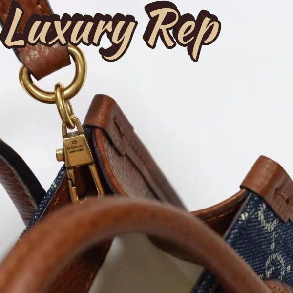 Replica Gucci Unisex Mini Tote Bag Interlocking G Blue Ivory GG Denim Jacquard 10