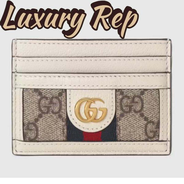 Replica Gucci Unisex Ophidia Card Case Beige Ebony GG Supreme Canvas Double G 2