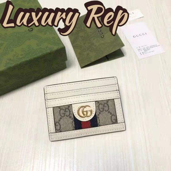 Replica Gucci Unisex Ophidia Card Case Beige Ebony GG Supreme Canvas Double G 3