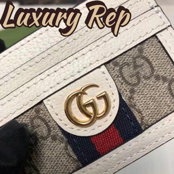 Replica Gucci Unisex Ophidia Card Case Beige Ebony GG Supreme Canvas Double G 5